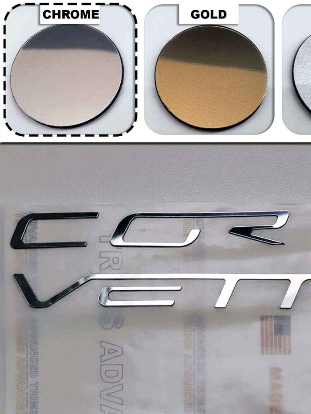 2005-2013 Corvette C6 CHROME Plastic Letters Rear Bumper Emblem Decals